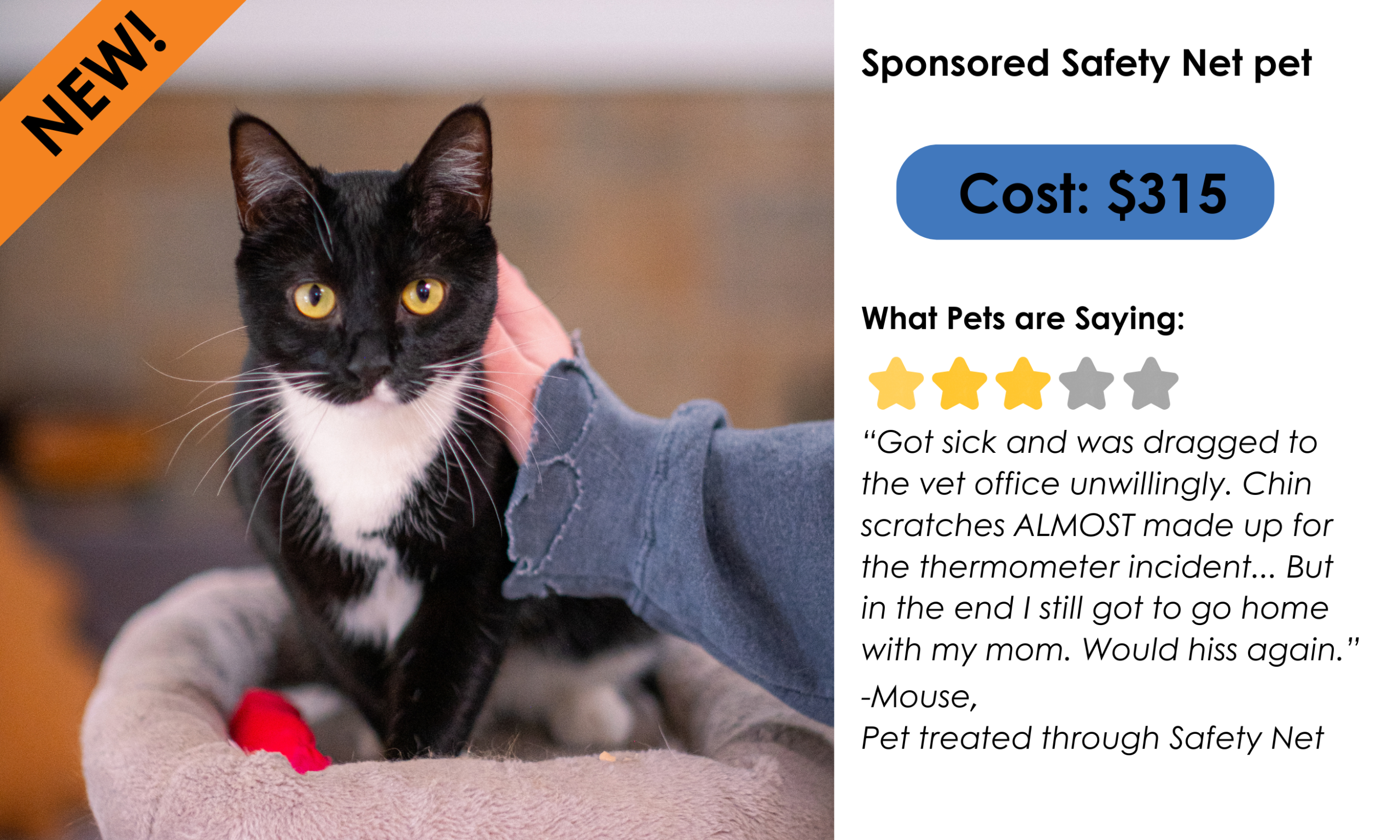 Sponsored safety net pet